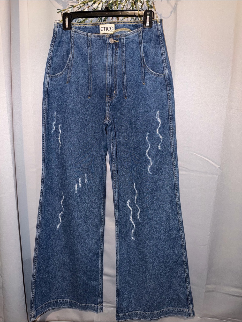 Etica Wide-Leg Distressed Jeans